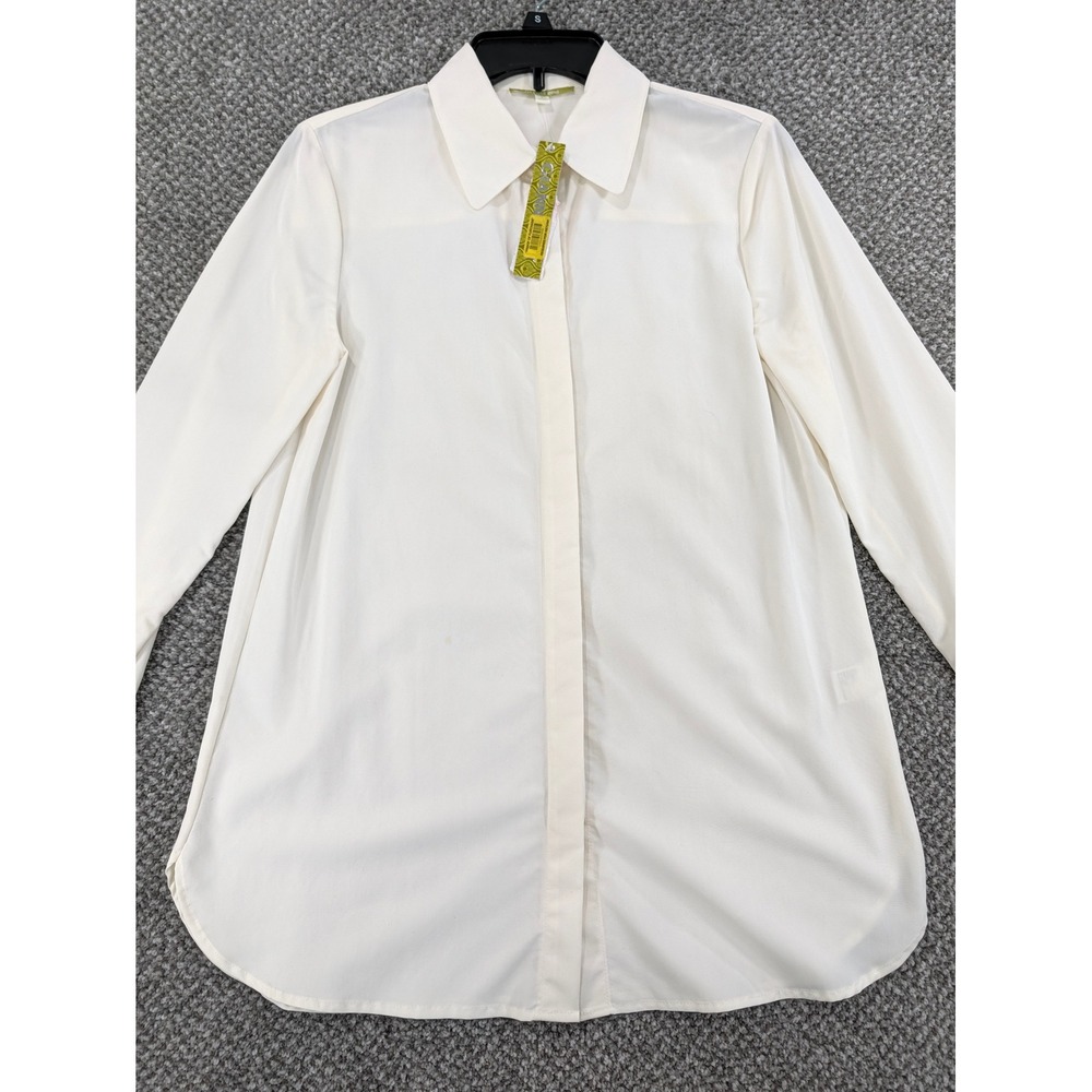 Gianni Bini Norah Blouse White Button Down Shirt Long Sleeve Small Workwear NEW
